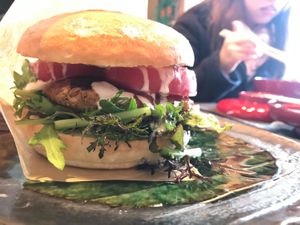 Vegan burger  at Onwa in Nara