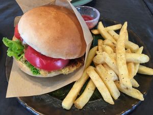 Teriyaki burger set at Onwa in Nara