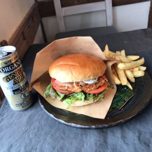 Big Vegan Burger with Fried Potatoes at Onwa in Nara