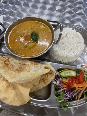 Curry combo $15 yay so good!!! at Tea Shrine in Alice Springs
