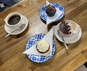 Delicious vegan cupcakes! Red velvet and chocolate  at Tea Shrine in Alice Springs
