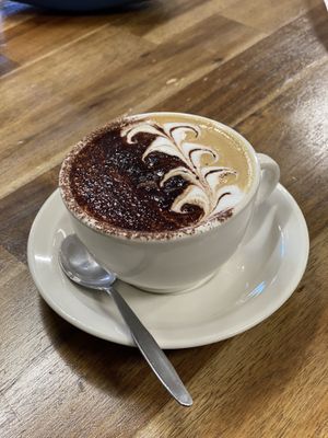 Such a pretty and tasty soy cappuccino !  at Tea Shrine in Alice Springs