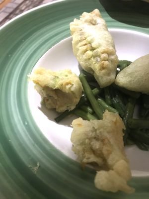 Zucchini blossoms with chickpea cream at Sesamo Nero in Pescara