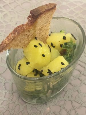 Potatoes and chicory  at Sesamo Nero in Pescara