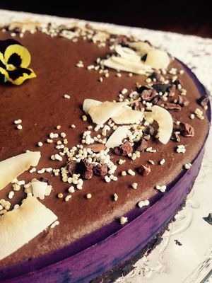 Blueberry tofu cake at Cafe Wolna & BioRezydencja in Swieradow-zdroj