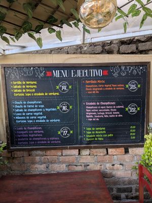 Menu on wall at Vida Saludable in Ayacucho