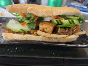Half of the tofu bahn mi at Saigon Bistro in Fayetteville