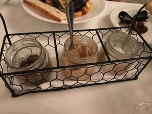 Olives, hummus, pickled veggis at Mount Washington Resort in Bretton Woods