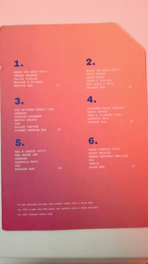 menu at Palace in Mount Maunganui