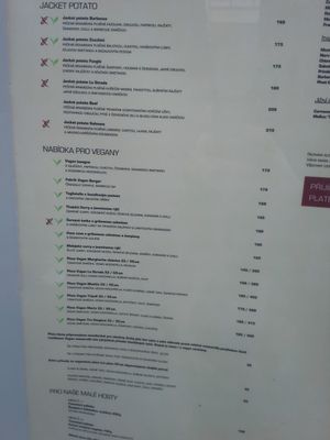 Vegan options (Dec 2018) at La Strada in Brno