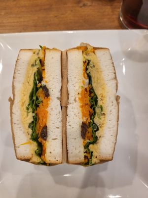 Hummus Rice Bread Sandwich at Where is a Dog in Tokyo