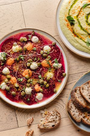 Beet carpaccio at Sapiens in Santiago