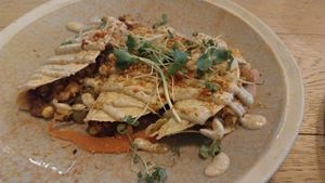 Weird taquitos at Sapiens in Santiago