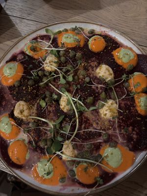 Beetroot carpaccio   at Sapiens in Santiago