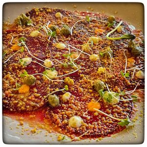 Beet carpaccioo  at Sapiens in Santiago