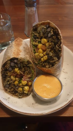 Carioca Burrito  best burrito! Delicious amazing sauce. at Sapiens in Santiago