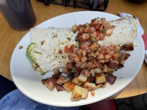 Vegan burrito at Jeannie's Great Maine Breakfast in Bar Harbor