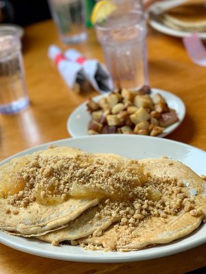 Vegan Apple spice pancakes  at Jeannie's Great Maine Breakfast in Bar Harbor