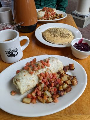 Vegan breakfast burrito at Jeannie's Great Maine Breakfast in Bar Harbor