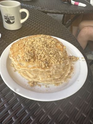 Walnut oatmeal pancakes   at Jeannie's Great Maine Breakfast in Bar Harbor