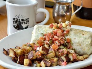 Breakfast burrito! 🌯   at Jeannie's Great Maine Breakfast in Bar Harbor
