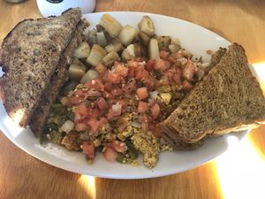 Island tofu scramble  at Jeannie's Great Maine Breakfast in Bar Harbor