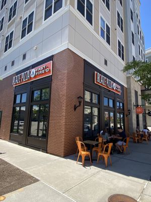 Outdoor seating  at Blaze Pizza in Storrs
