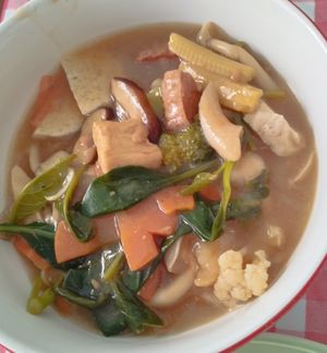 Noodles with gravy (like hor fun) at Pridi 26 - Vegetarian Food in Bangkok