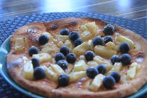 Desert Pizza Special - blueberries, pineapple, and maple syrup.

 at Feed Me Pizza in Collinswood