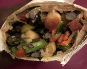 Vegan Wrap with Hummus, Black Bean & Chickpea Salad & Collard Green Salad  at Bojayne's Specialty Foods in Mcdonough