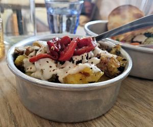 Aleppo Tahini Potatoes at Aleph Middle Eastern Eatery in Vancouver