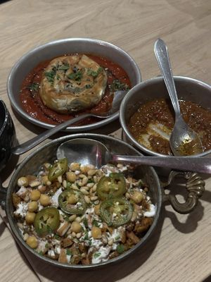 Spanakopita, muhammara, fatteh  at Aleph Middle Eastern Eatery in Vancouver