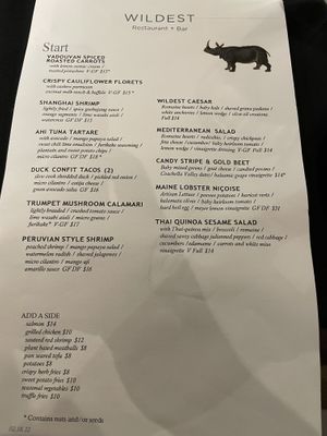 Menu  at Wildest Restaurant & Bar in Palm Desert