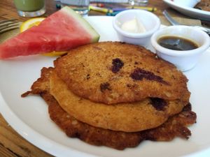 Vegan pancakes at Wildest Restaurant & Bar in Palm Desert