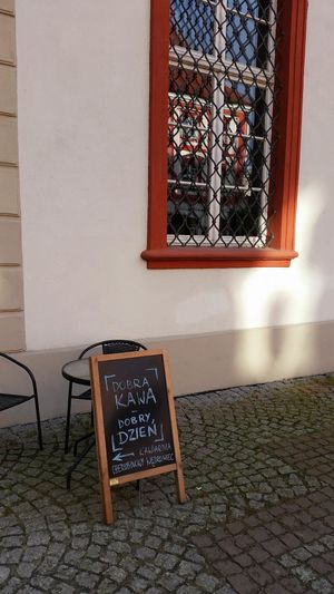 Sign for the entrance at Cherubinowy Wedrowiec in Wroclaw