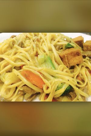 Rasta Pasta w/ Tofu chunks at Coconutz Fusion Cafe in Miramar