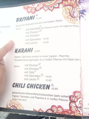 Menu 2023 at Indiya in Wels