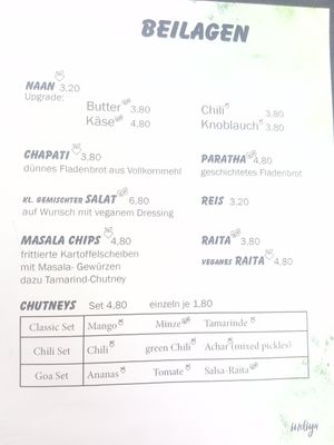 Menu 2023 at Indiya in Wels