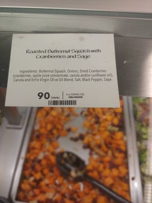 Roasted butternut squash with cranberries and sage at Whole Foods Market in Riverdale Park