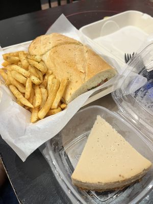 Vegan Steak Philly & cheesecake  at Bizza in San Francisco