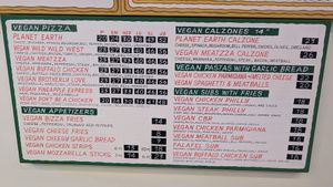 Vegan menu at Bizza in San Francisco