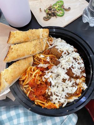 Chicken parm pastaa  at Bizza in San Francisco