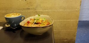 Bircher muesli and soy latte at Sweetbrew in Launceston