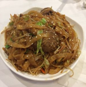 Rice Noodles with veggie beef and beansprouts at Harmony Village Vegetarian in Hong Kong Island