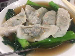 Dumplings noodles soup at Harmony Village Vegetarian in Hong Kong Island