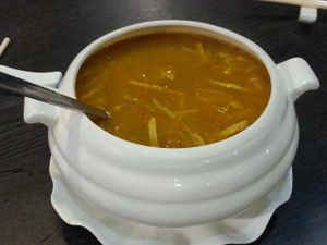Pumpkin soup at Harmony Village Vegetarian in Hong Kong Island