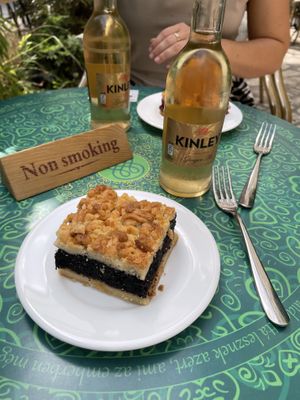 Ginger ale & poppy seed cake  at Maghaz Restaurant and Teahouse in Budapest