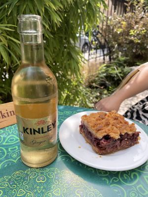 Ginger ale & cherry cake  at Maghaz Restaurant and Teahouse in Budapest