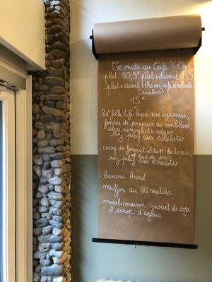 Changing daily menu!  It was 90% vegan and absolutely delicious!! at Cafe Folk in Le Mans