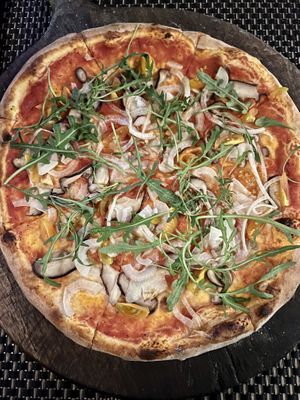 Veggie pizza without cheese   at La Silapa in Luang Prabang